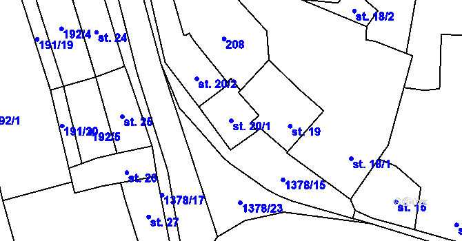 Parcela st. 20/1 v KÚ Radomyšl, Katastrální mapa