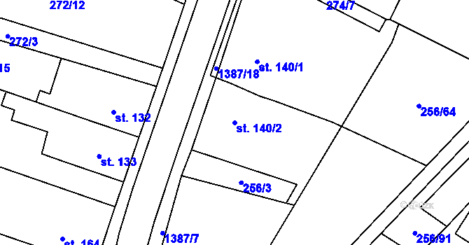 Parcela st. 140/2 v KÚ Radomyšl, Katastrální mapa