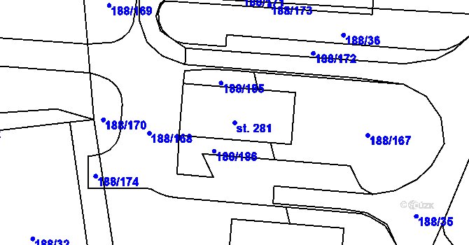 Parcela st. 281 v KÚ Radomyšl, Katastrální mapa