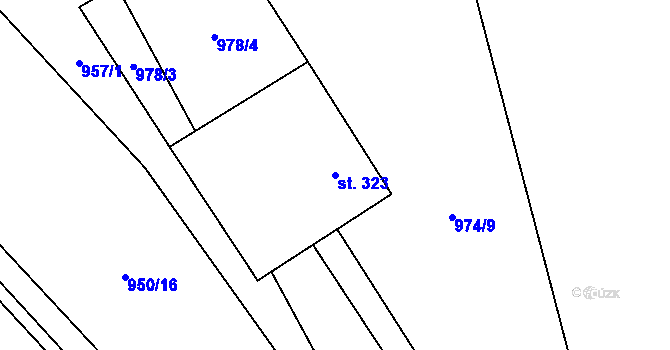 Parcela st. 323 v KÚ Radomyšl, Katastrální mapa