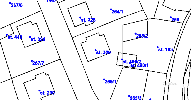 Parcela st. 329 v KÚ Radomyšl, Katastrální mapa