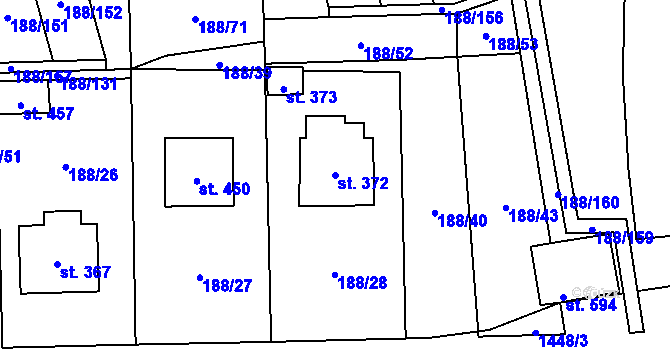 Parcela st. 372 v KÚ Radomyšl, Katastrální mapa