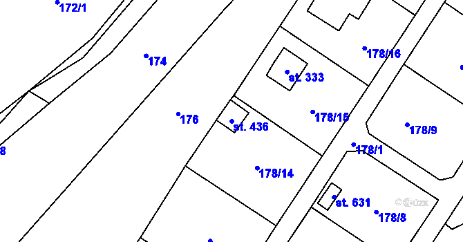Parcela st. 436 v KÚ Radomyšl, Katastrální mapa