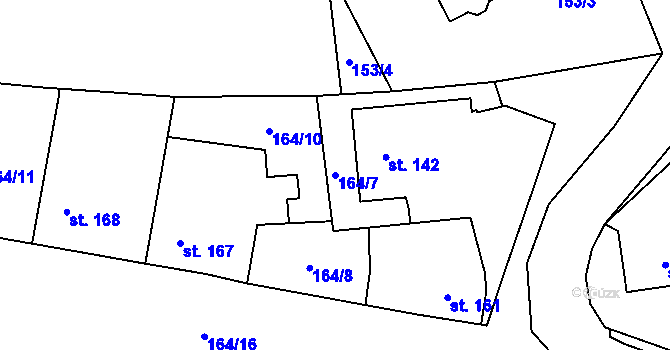 Parcela st. 164/7 v KÚ Radomyšl, Katastrální mapa