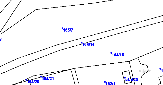 Parcela st. 164/14 v KÚ Radomyšl, Katastrální mapa