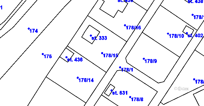 Parcela st. 178/15 v KÚ Radomyšl, Katastrální mapa
