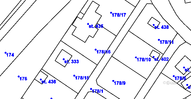 Parcela st. 178/16 v KÚ Radomyšl, Katastrální mapa