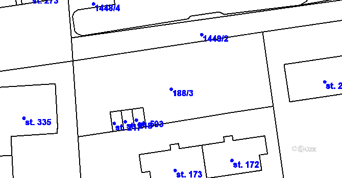 Parcela st. 188/3 v KÚ Radomyšl, Katastrální mapa