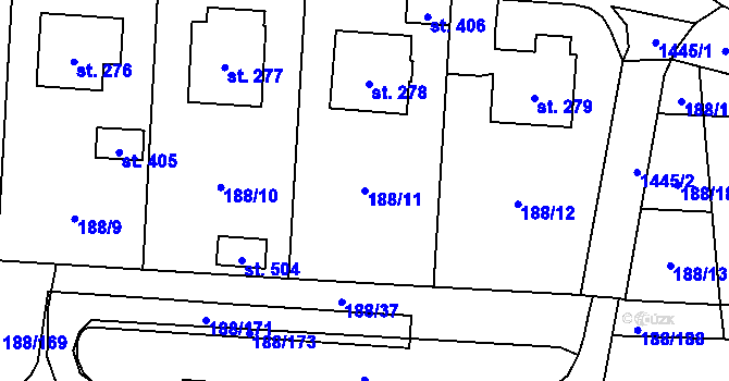 Parcela st. 188/11 v KÚ Radomyšl, Katastrální mapa