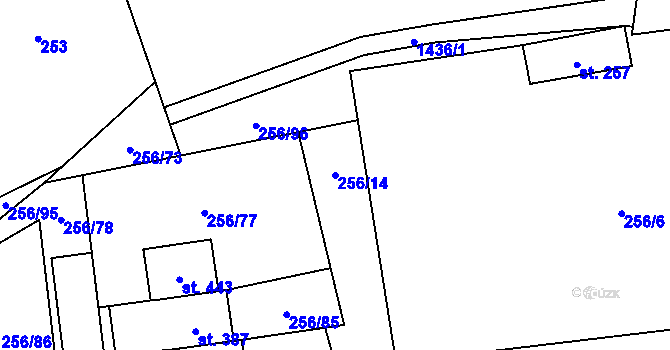 Parcela st. 256/14 v KÚ Radomyšl, Katastrální mapa