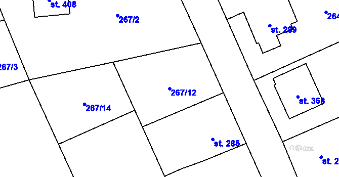 Parcela st. 267/12 v KÚ Radomyšl, Katastrální mapa