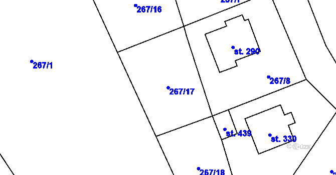 Parcela st. 267/17 v KÚ Radomyšl, Katastrální mapa