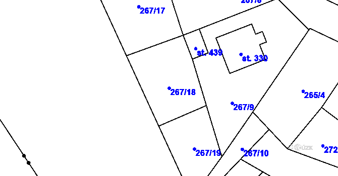 Parcela st. 267/18 v KÚ Radomyšl, Katastrální mapa
