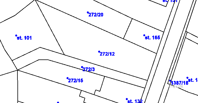 Parcela st. 272/12 v KÚ Radomyšl, Katastrální mapa