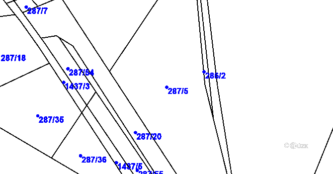 Parcela st. 287/5 v KÚ Radomyšl, Katastrální mapa