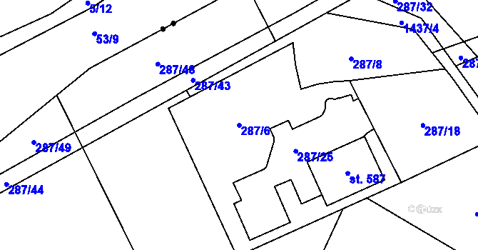 Parcela st. 287/6 v KÚ Radomyšl, Katastrální mapa