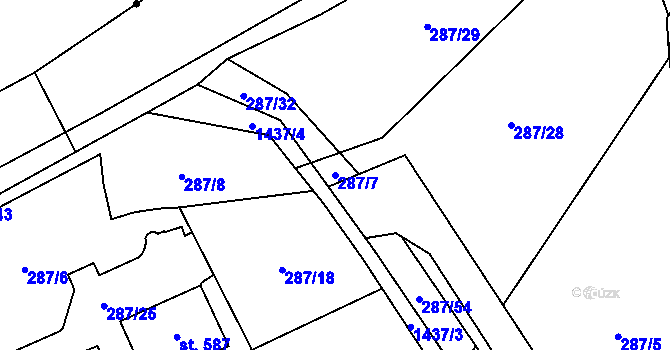 Parcela st. 287/7 v KÚ Radomyšl, Katastrální mapa