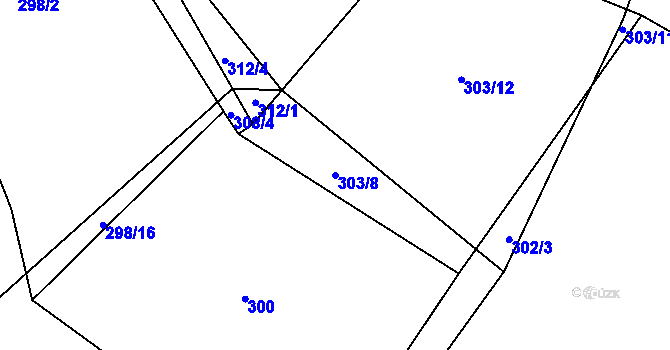 Parcela st. 303/8 v KÚ Radomyšl, Katastrální mapa