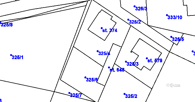 Parcela st. 325/4 v KÚ Radomyšl, Katastrální mapa