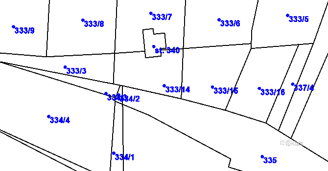 Parcela st. 333/14 v KÚ Radomyšl, Katastrální mapa