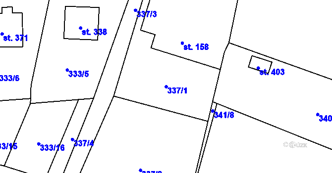 Parcela st. 337/1 v KÚ Radomyšl, Katastrální mapa