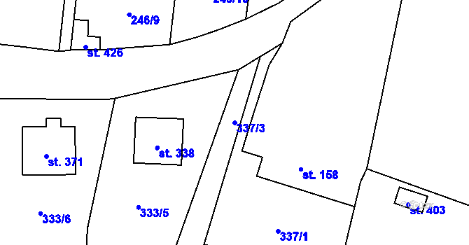 Parcela st. 337/3 v KÚ Radomyšl, Katastrální mapa