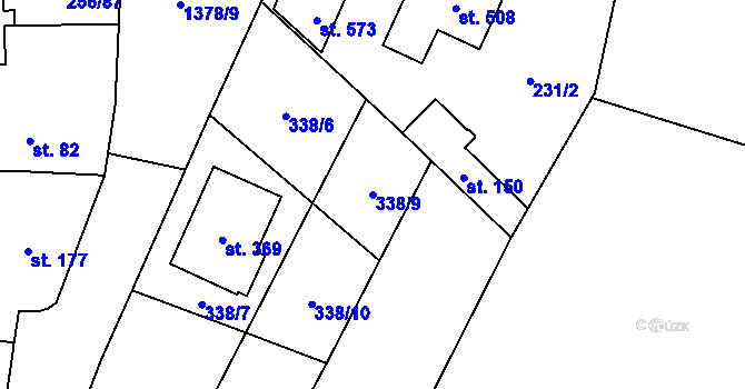 Parcela st. 338/9 v KÚ Radomyšl, Katastrální mapa