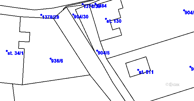 Parcela st. 904/5 v KÚ Radomyšl, Katastrální mapa