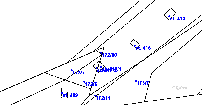 Parcela st. 172/10 v KÚ Radomyšl, Katastrální mapa