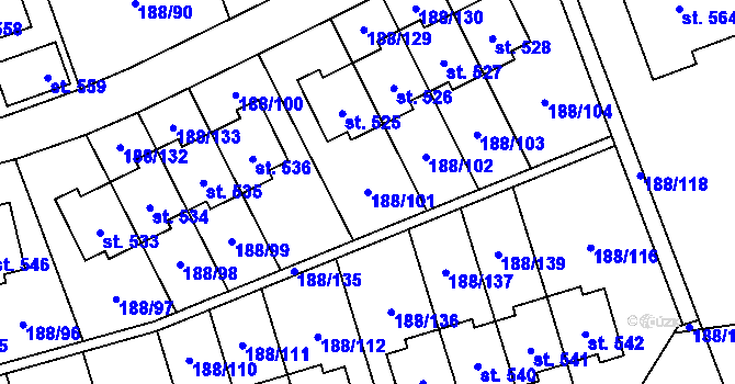 Parcela st. 188/101 v KÚ Radomyšl, Katastrální mapa
