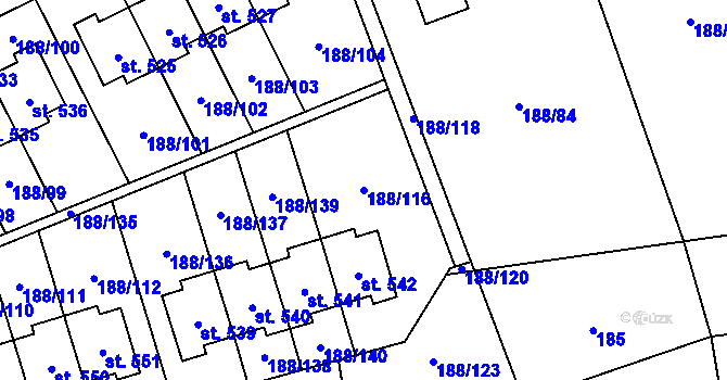 Parcela st. 188/116 v KÚ Radomyšl, Katastrální mapa