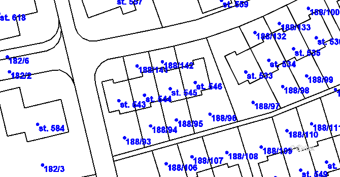 Parcela st. 545 v KÚ Radomyšl, Katastrální mapa