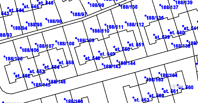 Parcela st. 549 v KÚ Radomyšl, Katastrální mapa