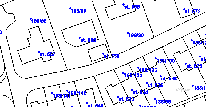 Parcela st. 559 v KÚ Radomyšl, Katastrální mapa