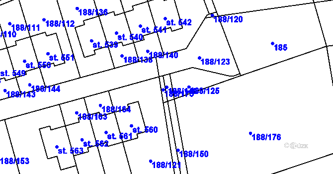 Parcela st. 188/148 v KÚ Radomyšl, Katastrální mapa