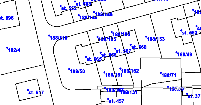 Parcela st. 566 v KÚ Radomyšl, Katastrální mapa
