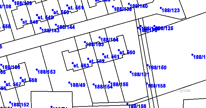 Parcela st. 561 v KÚ Radomyšl, Katastrální mapa