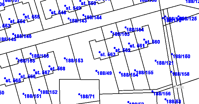 Parcela st. 563 v KÚ Radomyšl, Katastrální mapa