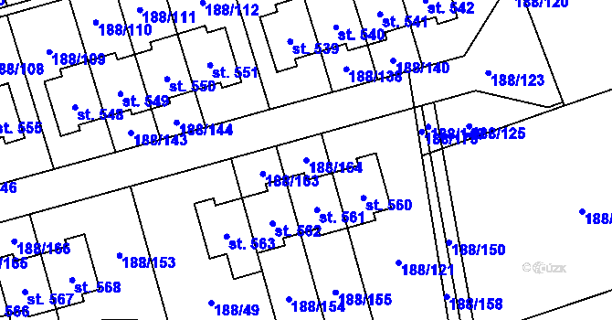 Parcela st. 188/164 v KÚ Radomyšl, Katastrální mapa