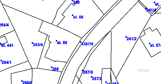 Parcela st. 1387/9 v KÚ Radomyšl, Katastrální mapa