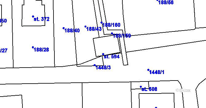 Parcela st. 594 v KÚ Radomyšl, Katastrální mapa