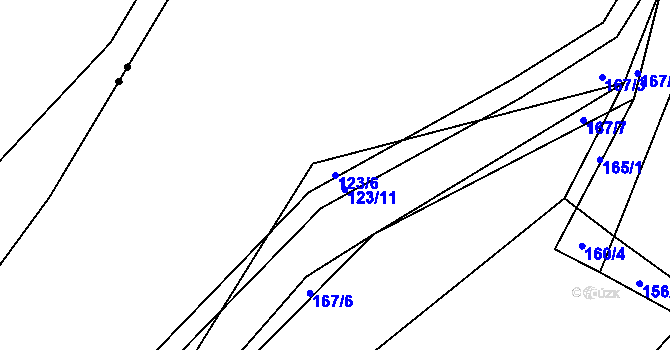 Parcela st. 123/6 v KÚ Radomyšl, Katastrální mapa
