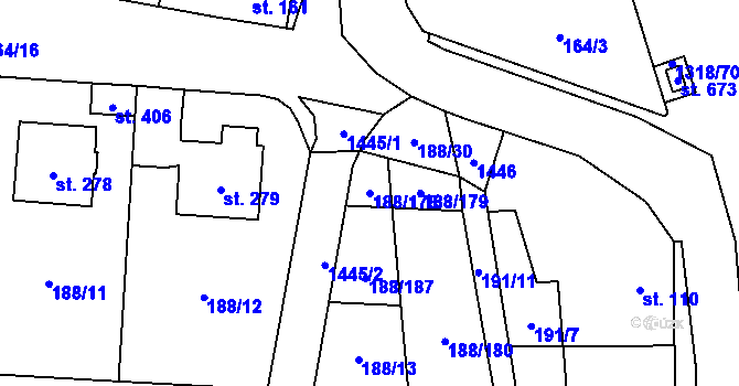 Parcela st. 188/178 v KÚ Radomyšl, Katastrální mapa