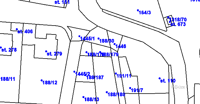 Parcela st. 188/179 v KÚ Radomyšl, Katastrální mapa