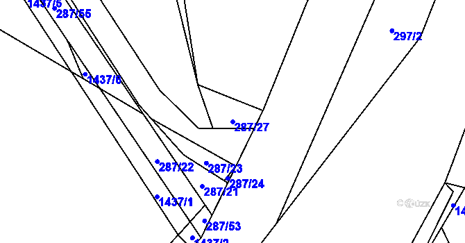 Parcela st. 287/27 v KÚ Radomyšl, Katastrální mapa
