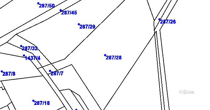 Parcela st. 287/28 v KÚ Radomyšl, Katastrální mapa