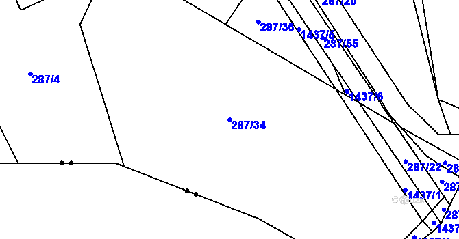 Parcela st. 287/34 v KÚ Radomyšl, Katastrální mapa
