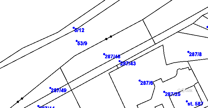 Parcela st. 287/48 v KÚ Radomyšl, Katastrální mapa