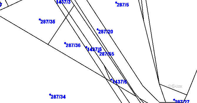 Parcela st. 287/55 v KÚ Radomyšl, Katastrální mapa