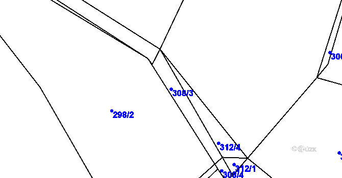 Parcela st. 308/3 v KÚ Radomyšl, Katastrální mapa